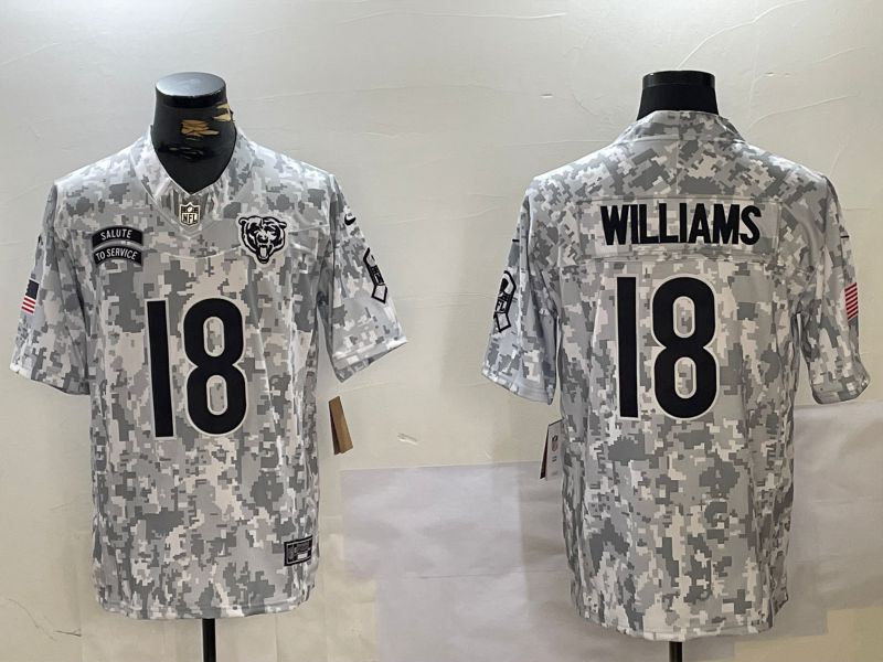 Men Chicago Bears #18 Williams Nike Arctic Camo 2024 Salute to Service Limited NFL Jersey